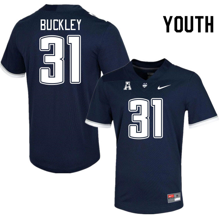 Youth #31 Drew Buckley Uconn Huskies College Football Jerseys Stitched-Navy